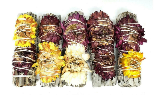 White Sage Smudge Stick Decorated Paperflower 4