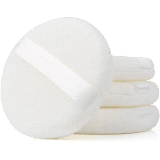 Studio Special Makeup Artist Round Puff Cotton Ribbon 100MM Crochet Hand Glove Puff Honey Powder Makeup Puff, Super Soft Washable Large Round Velvet