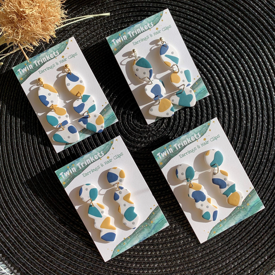 Pebble Clay Earrings, Organic Shape Abstract Earrings For Women, Birthday Gift Friend, Unique Gift, Lightweight