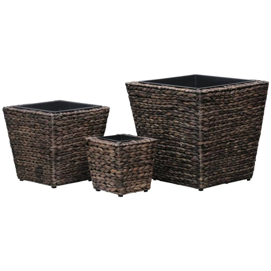 Hommoo - Garden Raised Beds 3 pcs Water Hyacinth Brown