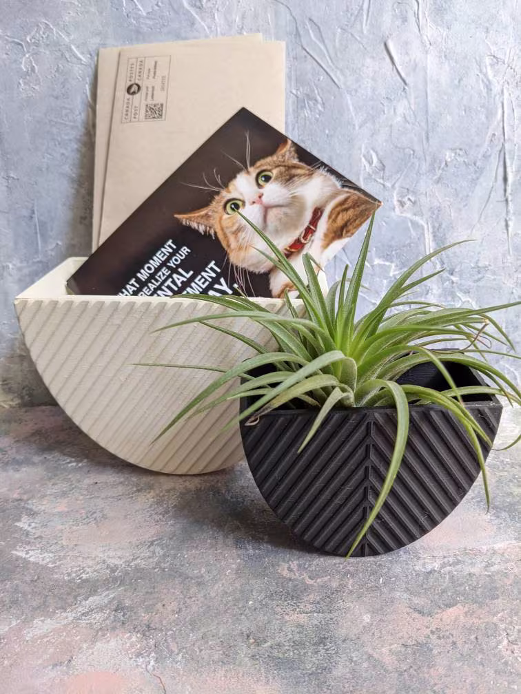 Modern Wall Planter, Indoor Retro Decorations, 3D Printed, Handmade, Mid Century Interior, Boho Planter Gift, Plant Wall Hanging