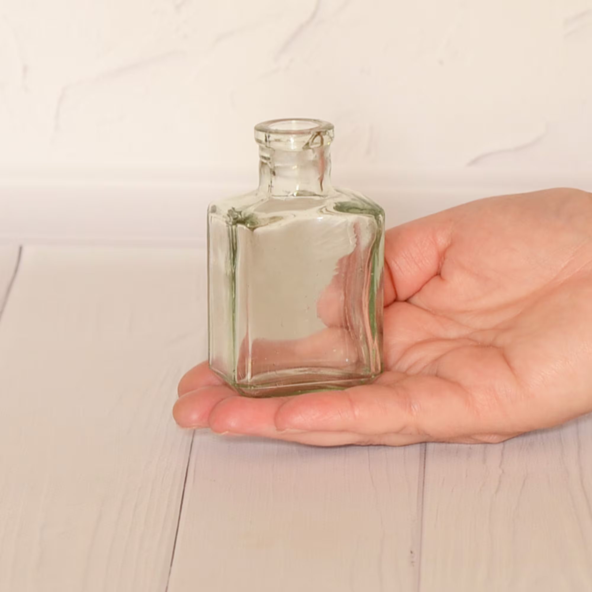 Retro Glass Bottle Old Clear Jar Antique Inkwell Pharmacy Apothecary Thick
