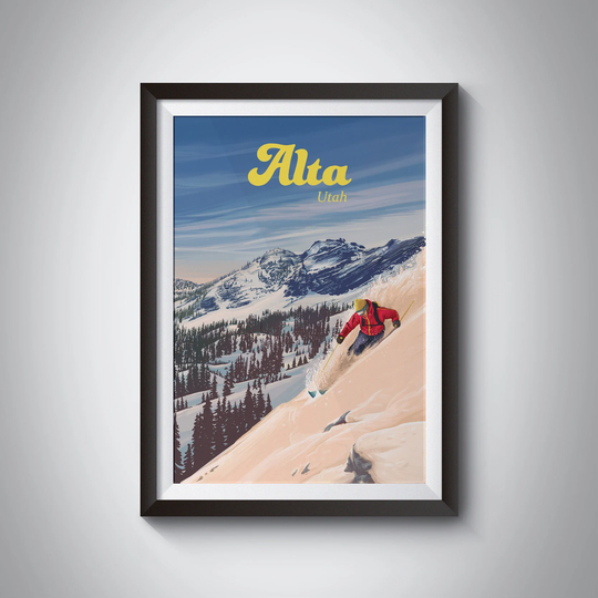 Alta Utah Ski Resort Poster, Snowbird, Vintage North American Skiing Print, Salt Lake City, Park City Ut, Usa, Rocky Mountains