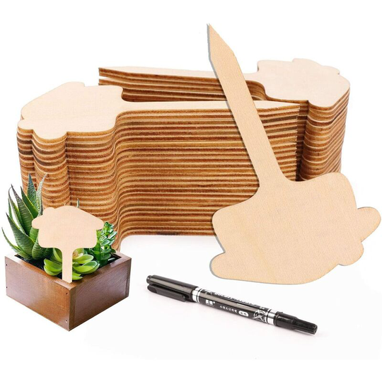 Plant Labels, 75 Pcs Wooden Plant Labels Set Garden Plant Labels with Marker Plant Labels for Flower