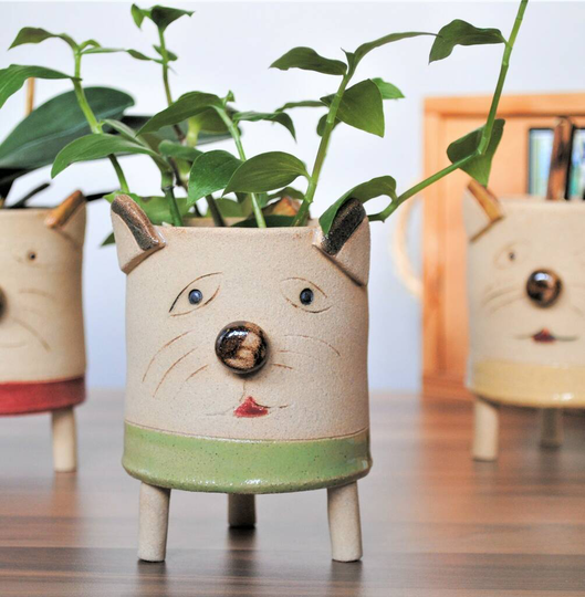 Cat Face Ceramic Plant Pot