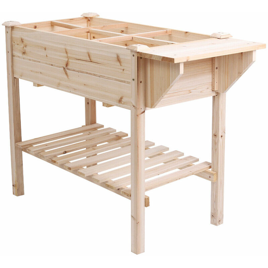 Unho - Large Garden Wooden Raised Bed Table Platform Container Vegetable Trough Planter