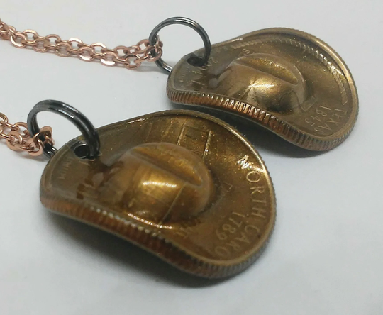 Powder Coated Gold Quarter Coin Cowboy Hat Pendant You Pick The State