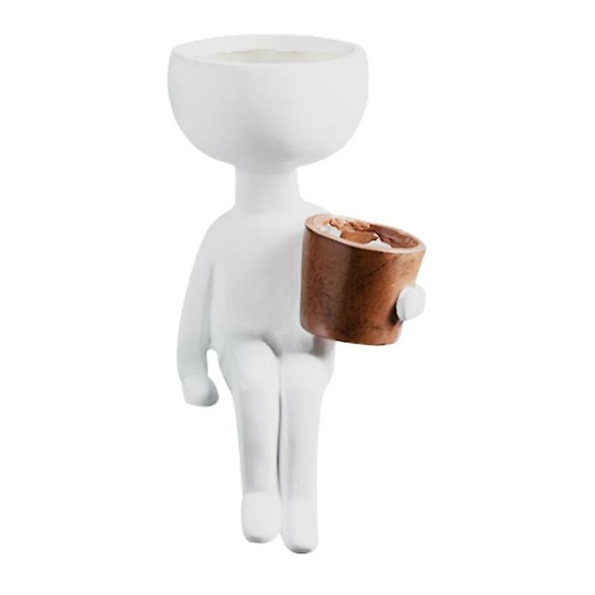 Resin Flower Pot Modern Style White Vase Sculpture Statue Cute Fleshy Mini Plants Succulent Container Desktop Decoration