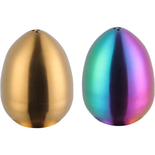 Fvbjd - Stainless steel egg seasoning jar kitchen salt and pepper shaker with three holes Gold + Magic Color