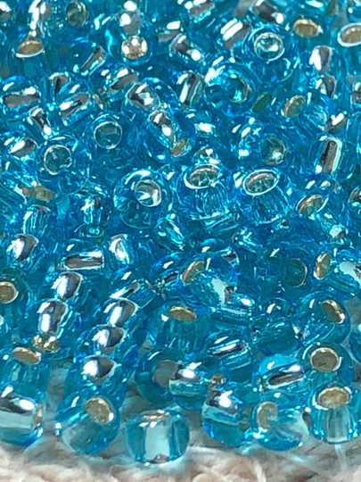 New Toho Round Seed Beads, 8/0, Silver-Lined Aquamarine, | Tr-08-23, Qty 20 Grams, 3mm Beads