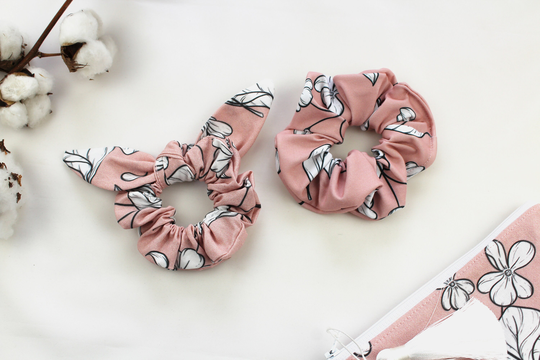Scrunchies, Hair Ties, Ponytail Bows Made From Self-Designed Powder-Colored Petal Signature Cotton & Modern Jersey For Women
