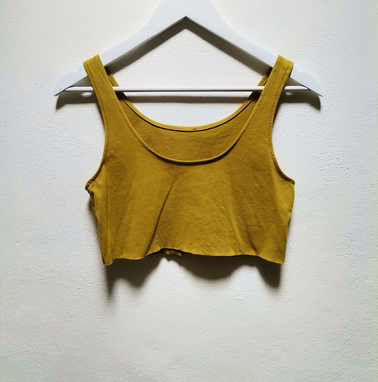Yellow Crop Top Organic Cotton Hand Dyed Mustard Clothing Cropped Vest Singlet Minimalist Wild Forest Mori Tank Girl Earthy Eco Pagan