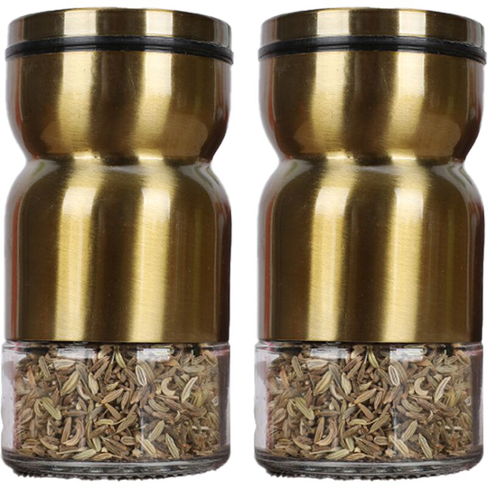 Fvbjd - Stainless Steel Glass Seasoning Bottle Seasoning Jar Home Kitchen Cooking Bottle Pepper gold