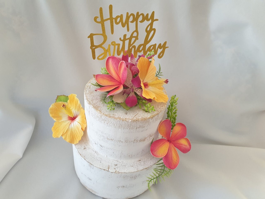 Tropical Cake Topper Artificial Hibiscus Frangipani