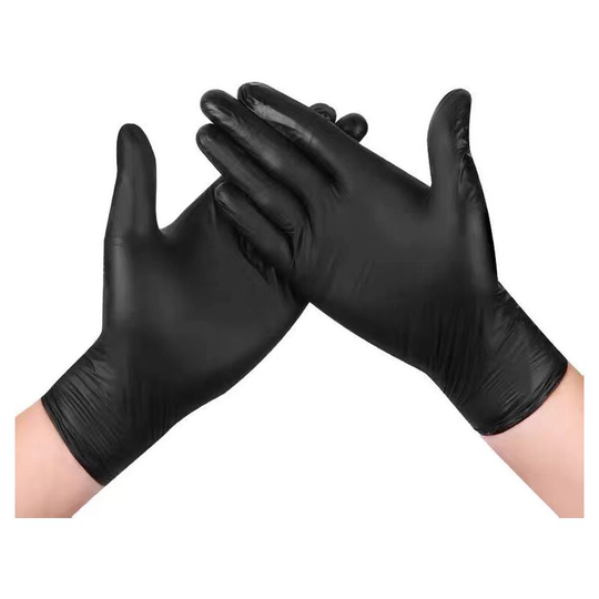 Disposable powder-free nitrile gloves (100 pieces), large, latex-free, food-safe, skin-friendly and well-tolerated - for sensitive skin (black, l)