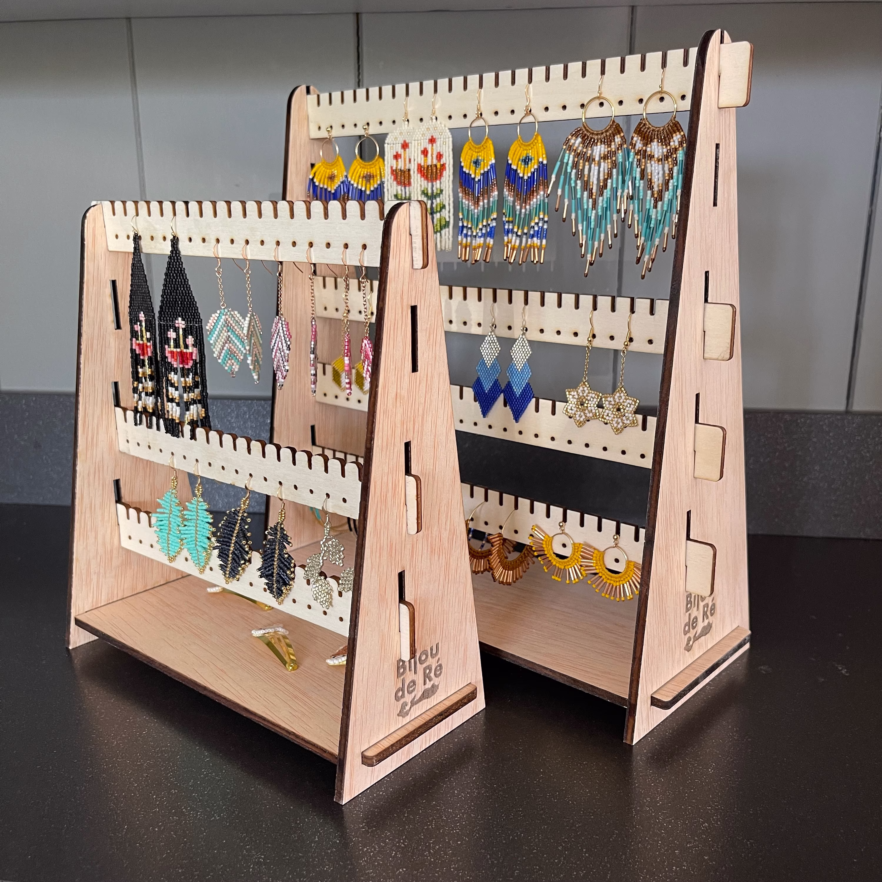 Adjustable Wooden Jewelry Organizer For Earrings And
