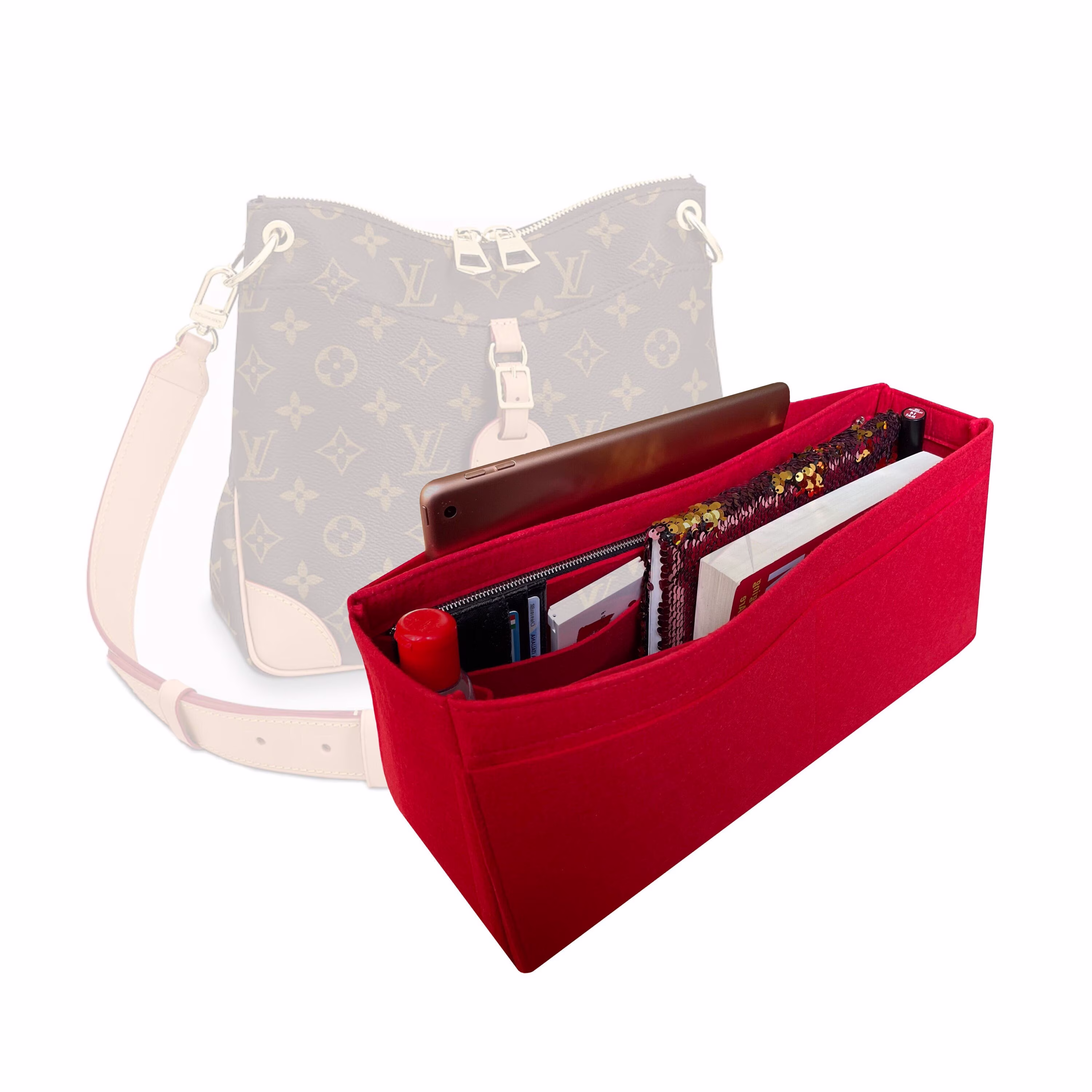 Odeon Pm Bag Insert With Zipper Pocket/Liner Protector Slim Design Customizable Felt Tote Mm Organizer Diaper Handbag