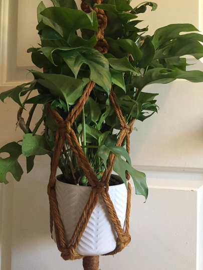 Sale Extra Large Macrame Chandelier Wall Hanging Plant Holder Modern Bohemian Interior Design Art Vintage 1970S 70S Indoor Garden