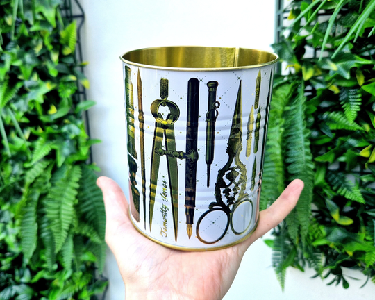 Vintage Artist Style Tin Indoor Plant Pot, Traditional Small House Planters