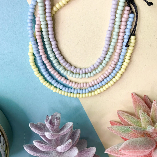 Waxed Cord Pastel Seed Bead Anklet Select One Kawaii Anklet Rainbow Aesthetic