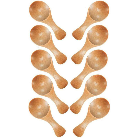 Sun Flowergb - Short Handle 10 Packs Small Wooden Spoon, Perfect for Small Jars Jam, Spices, Condiments, Seasonings, Sugar, Honey, Coffee, Mustard,