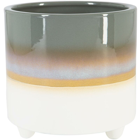 Reactive Glaze Footed Plant Pot - 18cm - Grey - Nicola Spring