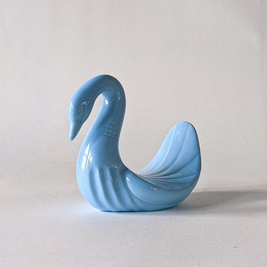 Art Deco Ceramic Swan | Powder Blue Vintage Towel Holder Home Decor Eclectic