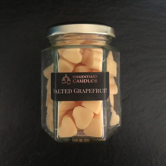 Salted Grapefruit Wax Melts. A Jar Of 55 Citrus Melt Mini Hearts. Soy Wax, Gift, Stocking Filler, House Warming Present. Highly Scented