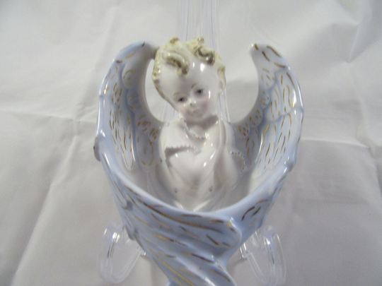 Vintage Angel Wall Pocket Hand Painted Signed Italy 1972 Porcelain