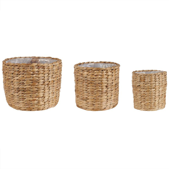 Beliani - Handwoven Set of 3 Water Hyacinth Plant Pots Planters Natural Ronquil - Natural