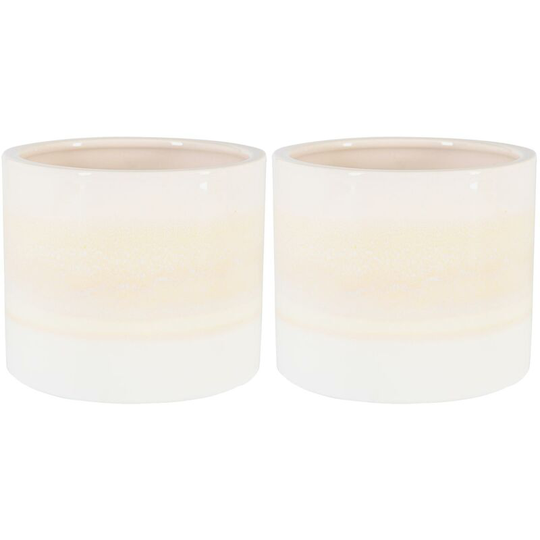 Reactive Glaze Plant Pots - 12cm - Natural - Pack of 2 - Nicola Spring