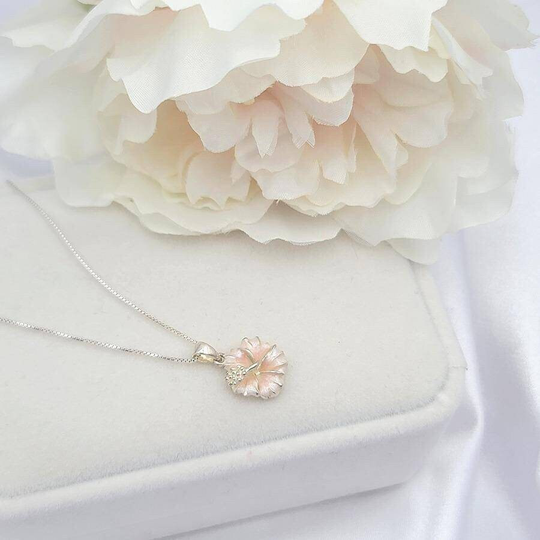 sterling Silver Hibiscus Flower Necklace