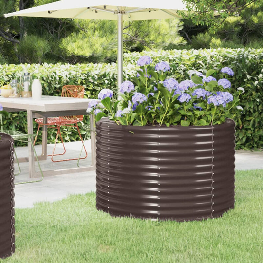 Asupermall - Garden Planter Powder-coated Steel 100x100x68 cm Brown