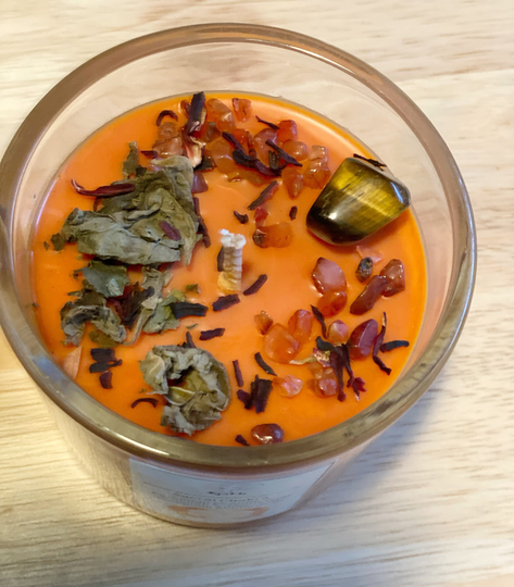 Sacral Chakra Crystal & Botanical Candle