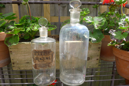 Pair Of Vintage French Apothecary/Pharmacy Bottles
