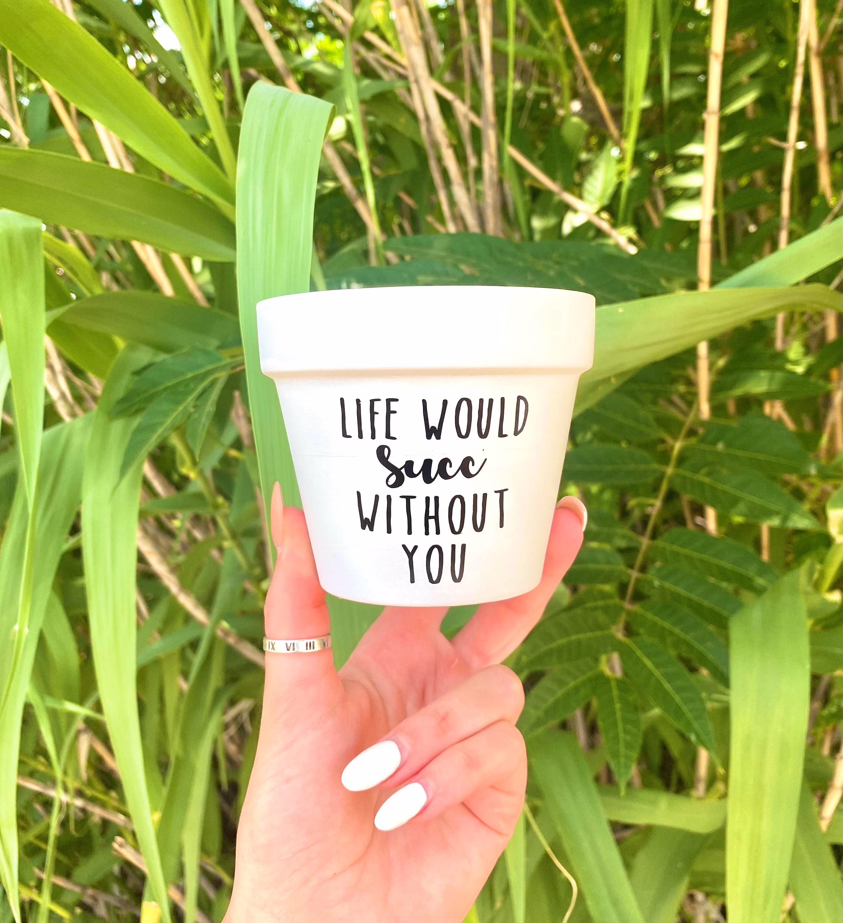 Life Would Succ Without You Planter | Flower Pot Cute Plant Gift Painted Succulents Funny Pun