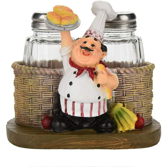 Salt and Pepper Shakers Set, Creative Cute Chef Statue Figurine Salt & Pepper Bottle Holder Ornaments Resin Crafts Desk Home Kitchen Accessories