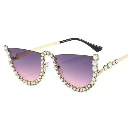 Retro Sunglasses for Women Flower Round Fashion Disco Festival Sunglasses(gold frame gray powder sheet)