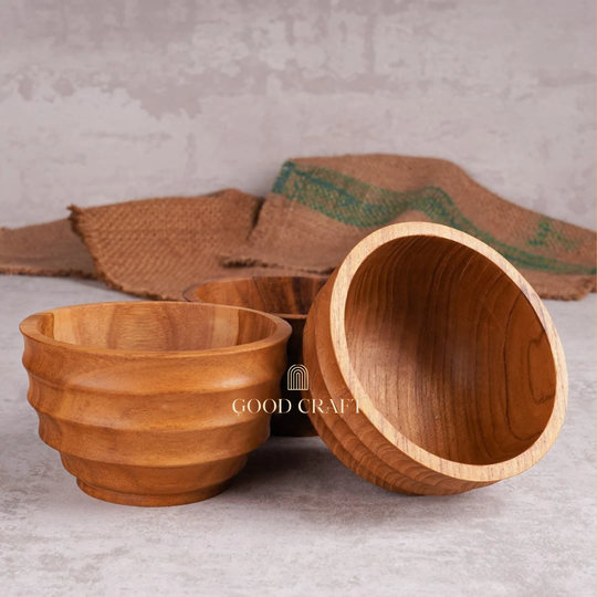 Teak Wood Bowl With Bee Nest Shape - Wooden Decorative Kitchen Furniture