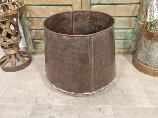 Large Rustic Reclaimed Metal Planter Pot Cauldron Bbq Ice Bucket Drinks Cooler