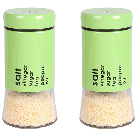 Fvbjd - Glass Salt and Pepper Shakers with Adjustable Pour Holes - Stainless Steel Salt Shaker and Pepper Shaker green