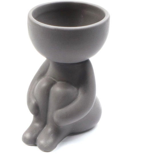 Humanoid Ceramic Flower Pot Succulent Pot Plant Small Vase Crafts Desktop Decoration YL1481-2 Grey