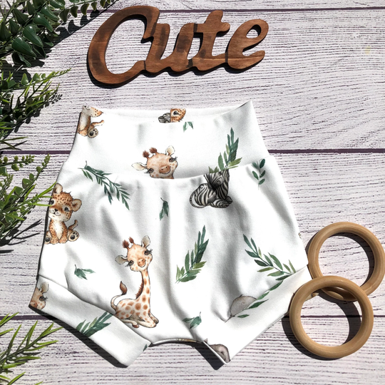 Organic Baby Animals Bummies, Farm Diaper Cover, Boho Bloomers, Toddler Shorties, Giraffes Shorts, Gift For Baby, Giraffe