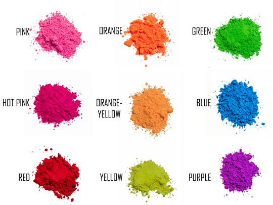 Fluorescent Pigment Powder Combo Pack Rainbow For Epoxy Crafts Nails Slime