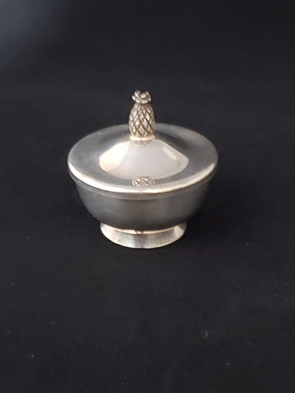 Vintage Georg Jensen Sterling Silver Salt Cellar With Pineapple Top Lid Antique Collectible 5Th Ave. New York