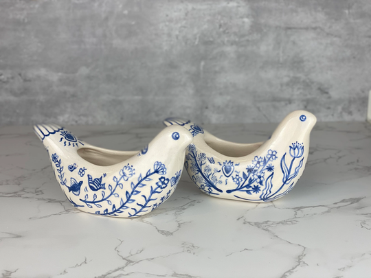 Two Blue Doves Pottery Pots