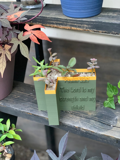 Crucifix Flower Pot With Scriptures