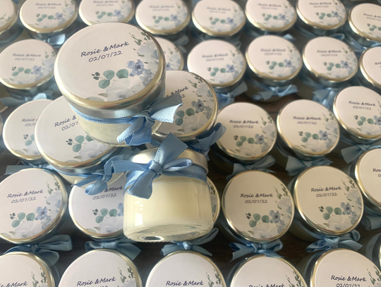 35 Personalised Wedding Favours, Mini Candles With Your Logo, Hen Party Favors, Baby Shower, Personalized Candle