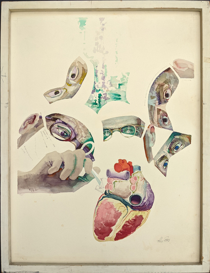Vintage Original Watercolor Painting Of Doctors Performing Heart Surgery By Alex Ross - On Board Published Magazine Cover