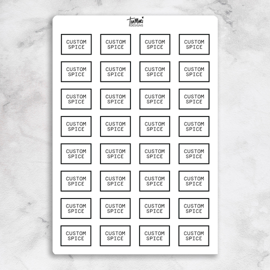 Custom Minimalist Spice Jar Labels | Simple & Modern, Black/Foil, Clear/White Stickers One Sheet - 32 Per Waterproof